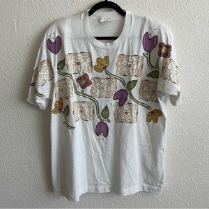 Vintage India Ink PaintWorks Hand Painted Floral Wearable Art Artwear Shirt OS